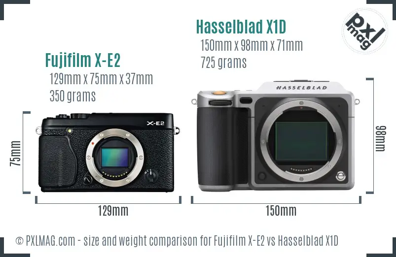 Fujifilm X-E2 vs Hasselblad X1D size comparison