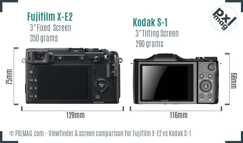 Fujifilm X-E2 vs Kodak S-1 Screen and Viewfinder comparison