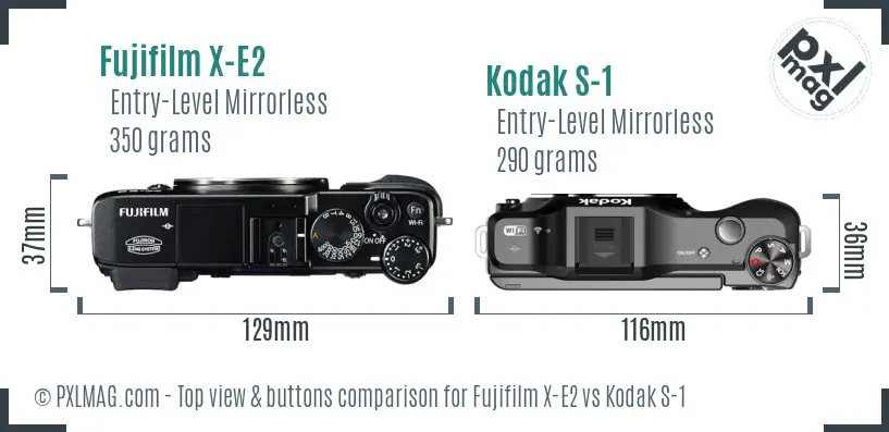 Fujifilm X-E2 vs Kodak S-1 top view buttons comparison