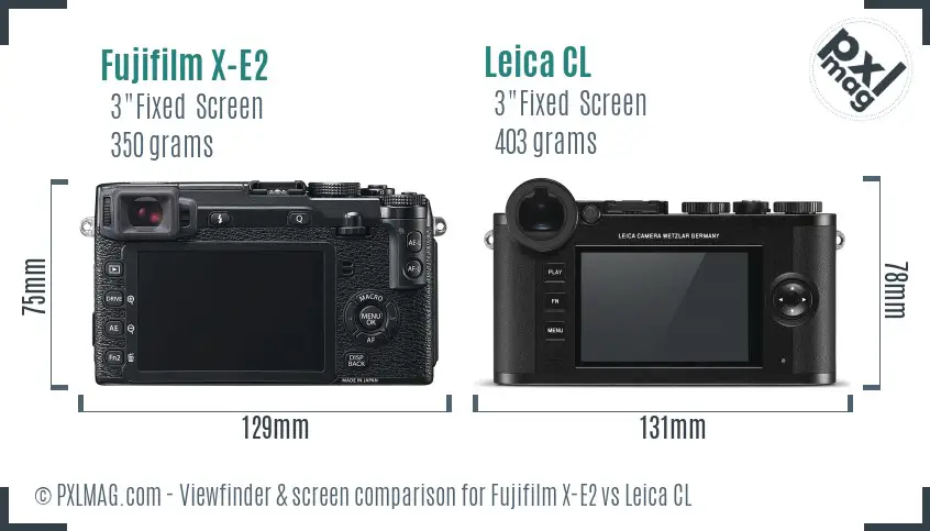 Fujifilm X-E2 vs Leica CL Screen and Viewfinder comparison