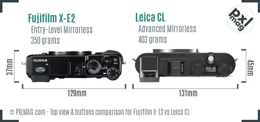 Fujifilm X-E2 vs Leica CL top view buttons comparison