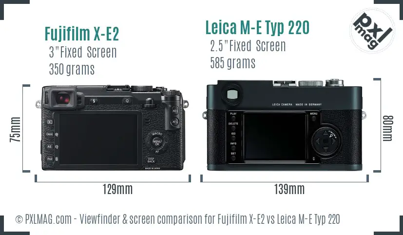 Fujifilm X-E2 vs Leica M-E Typ 220 Screen and Viewfinder comparison