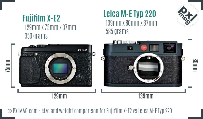 Fujifilm X-E2 vs Leica M-E Typ 220 size comparison