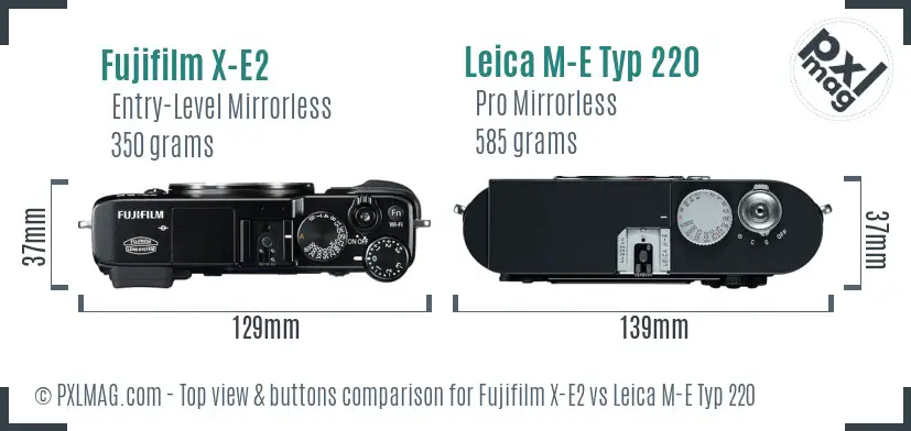 Fujifilm X-E2 vs Leica M-E Typ 220 top view buttons comparison