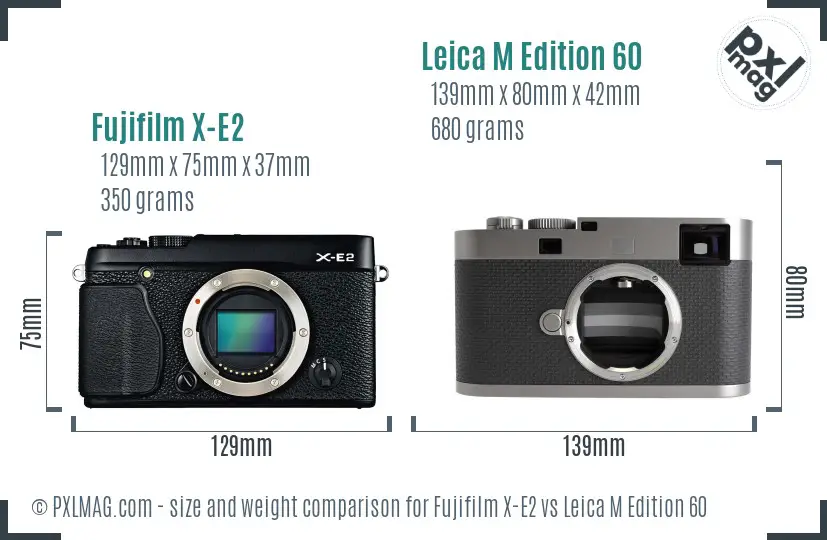 Fujifilm X-E2 vs Leica M Edition 60 size comparison Fujifilm X-E2 vs Leica M Edition 60 size comparison