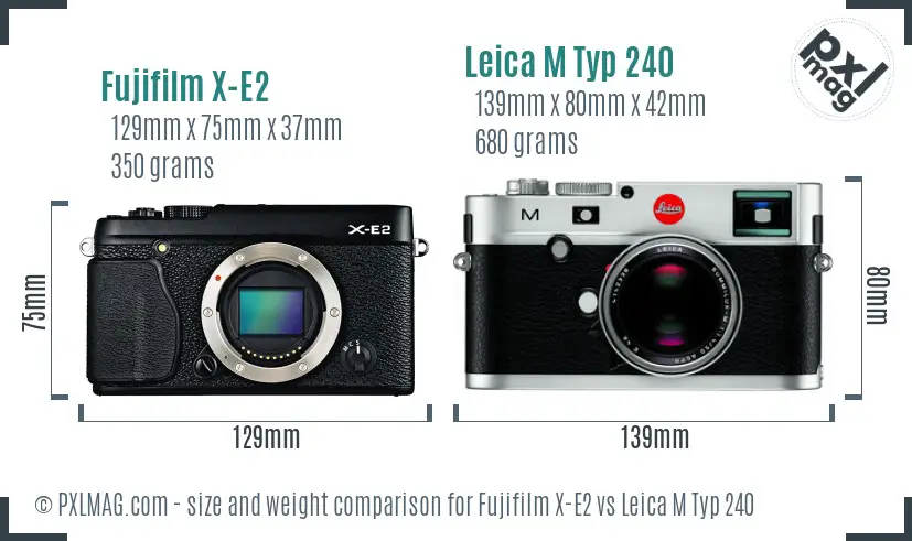 Fujifilm X-E2 vs Leica M Typ 240 size comparison