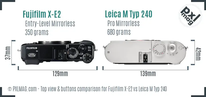 Fujifilm X-E2 vs Leica M Typ 240 top view buttons comparison