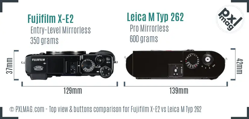 Fujifilm X-E2 vs Leica M Typ 262 top view buttons comparison Fujifilm X-E2 vs Leica M Typ 262 top view buttons comparison