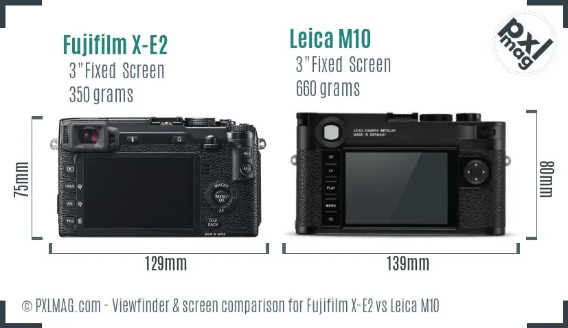 Fujifilm X-E2 vs Leica M10 Screen and Viewfinder comparison