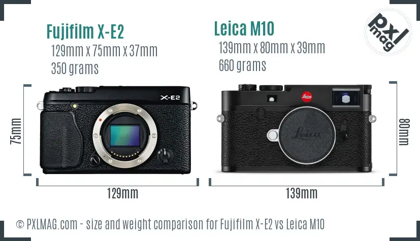 Fujifilm X-E2 vs Leica M10 size comparison