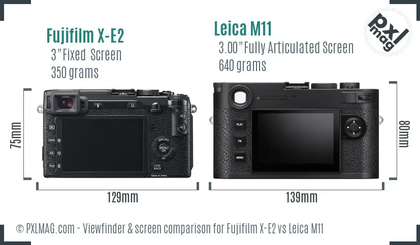 Fujifilm X-E2 vs Leica M11 Screen and Viewfinder comparison