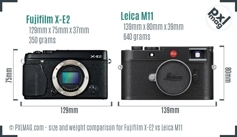 Fujifilm X-E2 vs Leica M11 size comparison Fujifilm X-E2 vs Leica M11 size comparison
