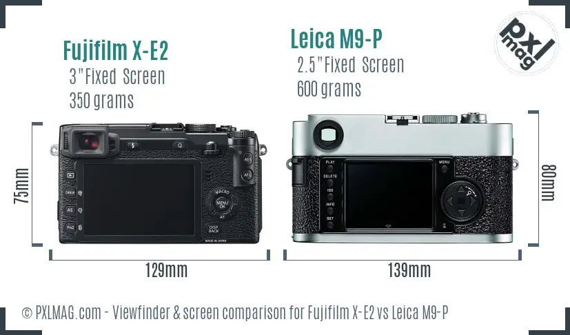 Fujifilm X-E2 vs Leica M9-P Screen and Viewfinder comparison