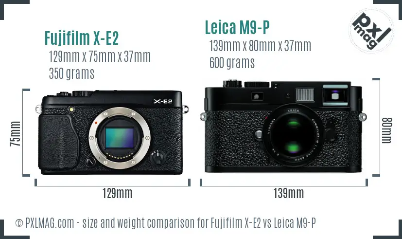 Fujifilm X-E2 vs Leica M9-P size comparison