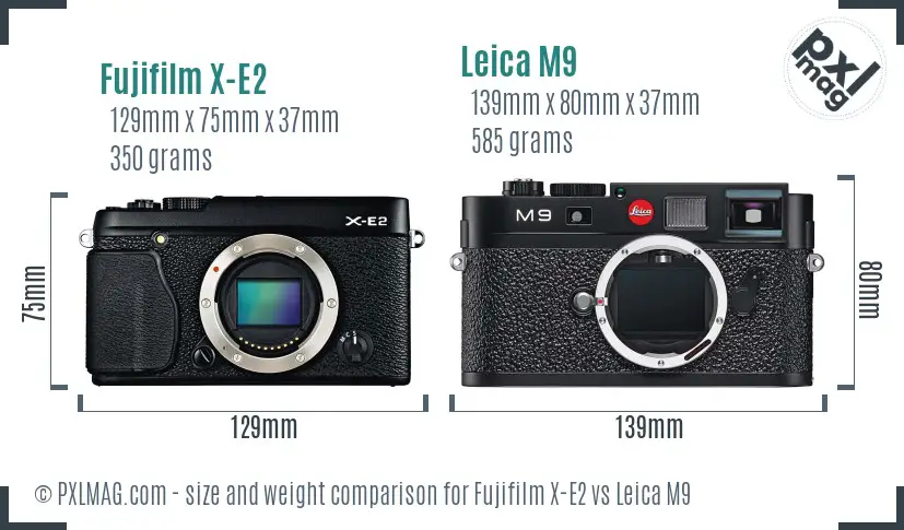 Fujifilm X-E2 vs Leica M9 size comparison