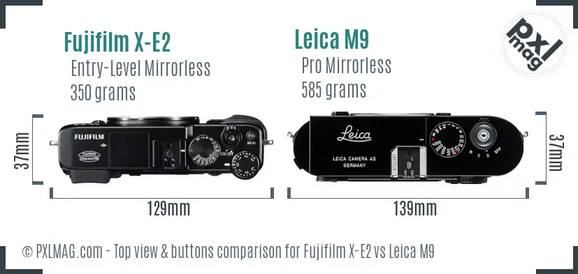Fujifilm X-E2 vs Leica M9 top view buttons comparison