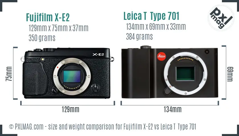 Fujifilm X-E2 vs Leica T  Type 701 size comparison