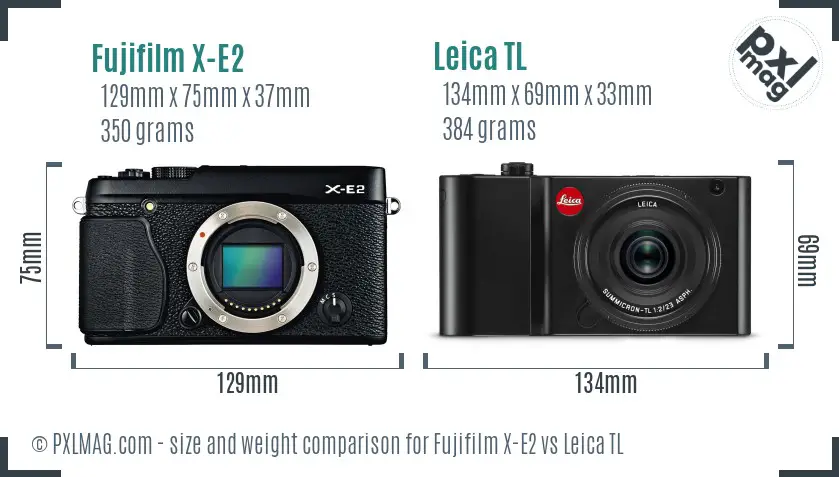 Fujifilm X-E2 vs Leica TL size comparison Fujifilm X-E2 vs Leica TL size comparison