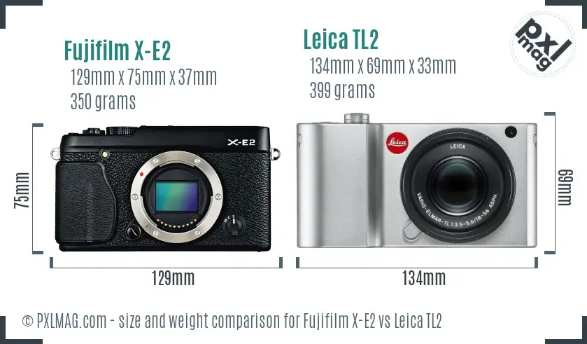 Fujifilm X-E2 vs Leica TL2 size comparison