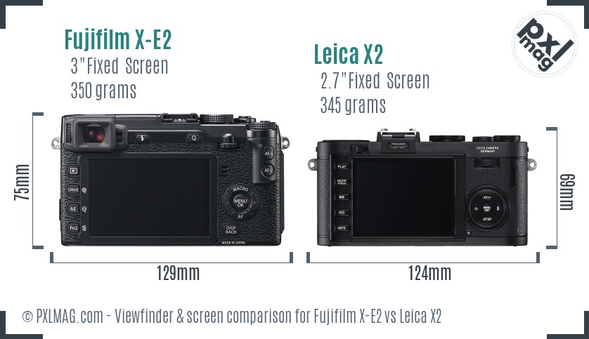Fujifilm X-E2 vs Leica X2 Screen and Viewfinder comparison