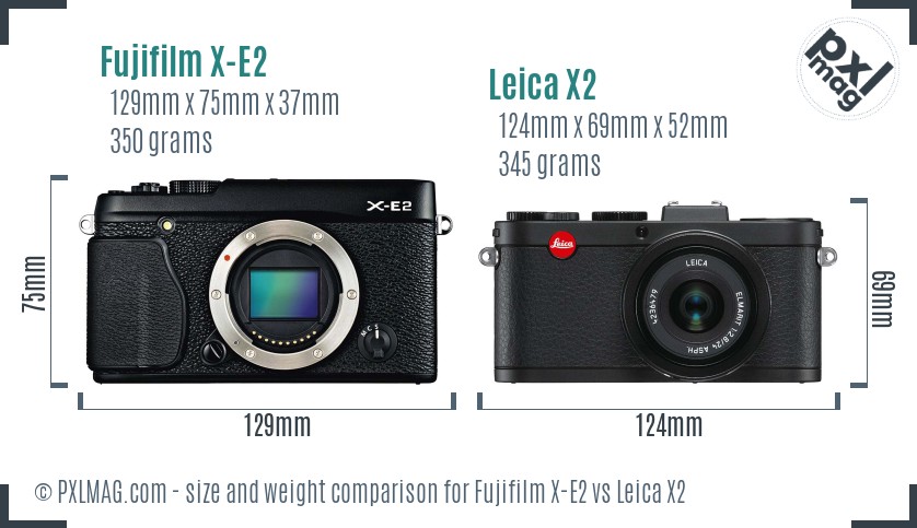Fujifilm X-E2 vs Leica X2 size comparison Fujifilm X-E2 vs Leica X2 size comparison