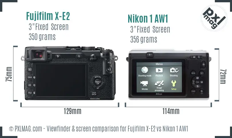 Fujifilm X-E2 vs Nikon 1 AW1 Screen and Viewfinder comparison