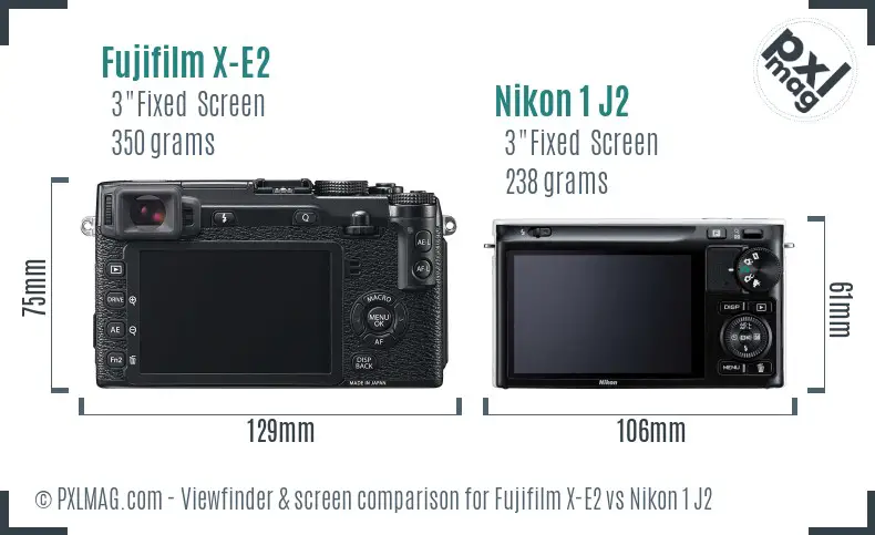 Fujifilm X-E2 vs Nikon 1 J2 Screen and Viewfinder comparison