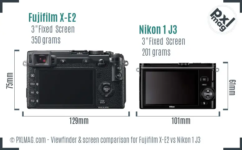 Fujifilm X-E2 vs Nikon 1 J3 Screen and Viewfinder comparison