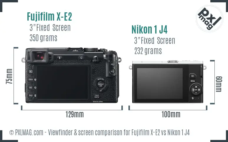 Fujifilm X-E2 vs Nikon 1 J4 Screen and Viewfinder comparison