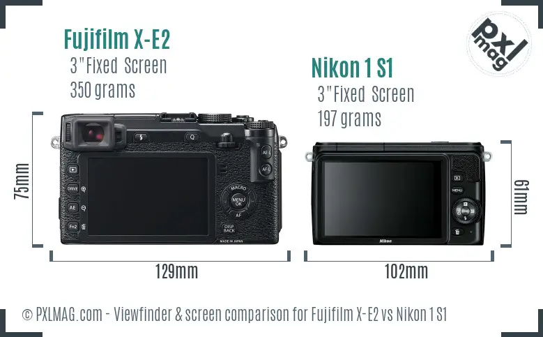 Fujifilm X-E2 vs Nikon 1 S1 Screen and Viewfinder comparison