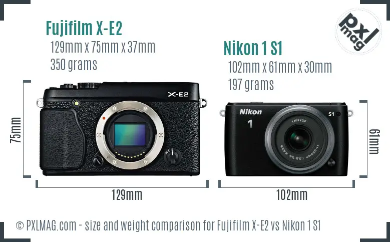 Fujifilm X-E2 vs Nikon 1 S1 size comparison