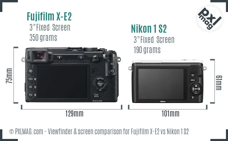 Fujifilm X-E2 vs Nikon 1 S2 Screen and Viewfinder comparison