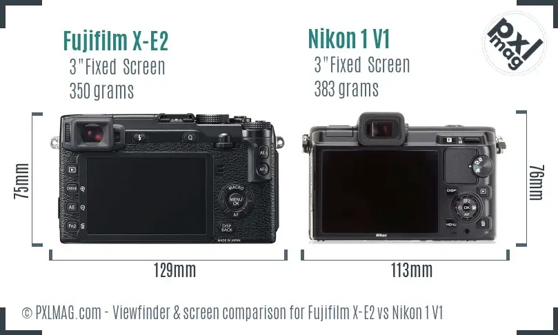 Fujifilm X-E2 vs Nikon 1 V1 Screen and Viewfinder comparison