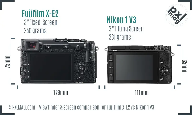 Fujifilm X-E2 vs Nikon 1 V3 Screen and Viewfinder comparison