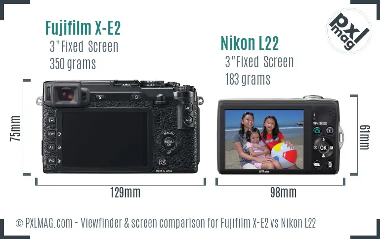 Fujifilm X-E2 vs Nikon L22 Screen and Viewfinder comparison