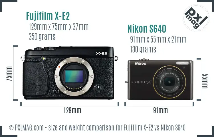 Fujifilm X-E2 vs Nikon S640 size comparison