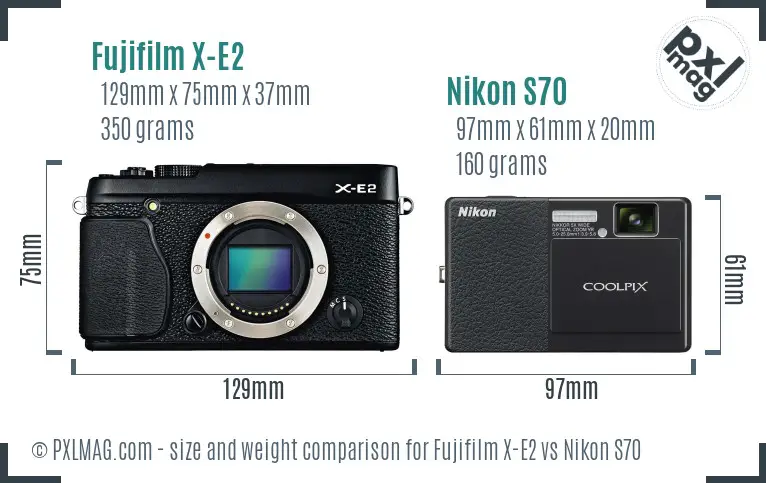 Fujifilm X-E2 vs Nikon S70 size comparison