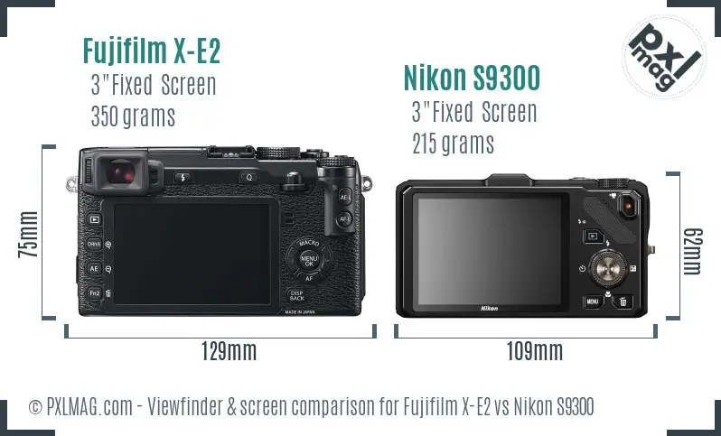 Fujifilm X-E2 vs Nikon S9300 Screen and Viewfinder comparison