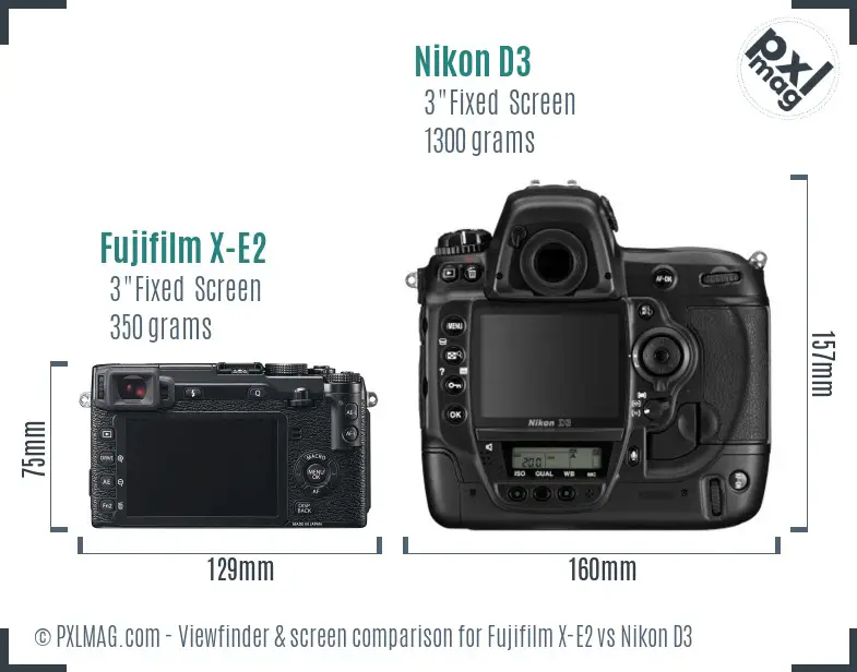 Fujifilm X-E2 vs Nikon D3 Screen and Viewfinder comparison