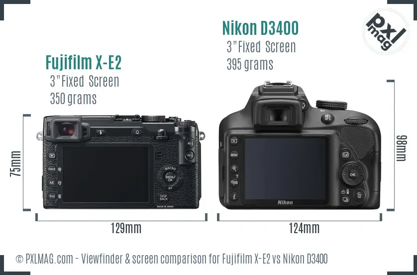 Fujifilm X-E2 vs Nikon D3400 Screen and Viewfinder comparison Fujifilm X-E2 vs Nikon D3400 Screen and Viewfinder comparison