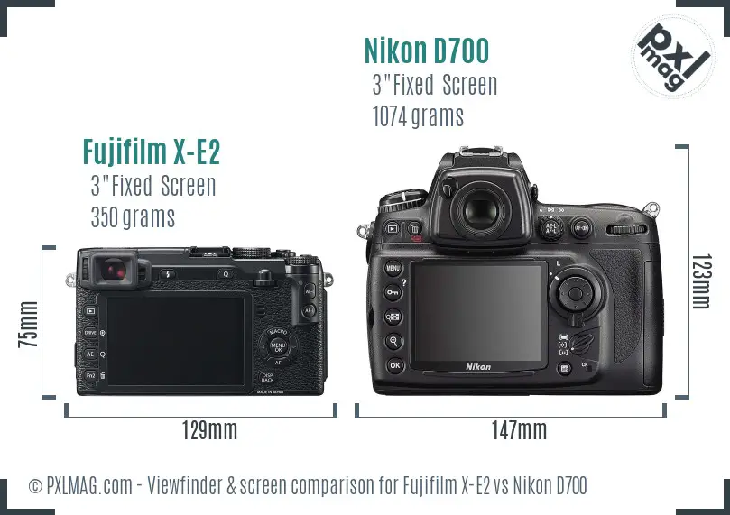 Fujifilm X-E2 vs Nikon D700 Screen and Viewfinder comparison