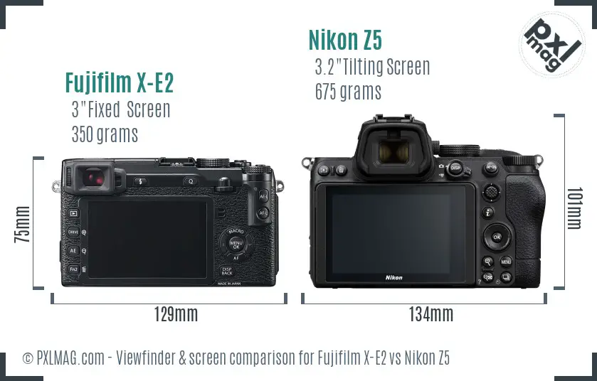 Fujifilm X-E2 vs Nikon Z5 Screen and Viewfinder comparison