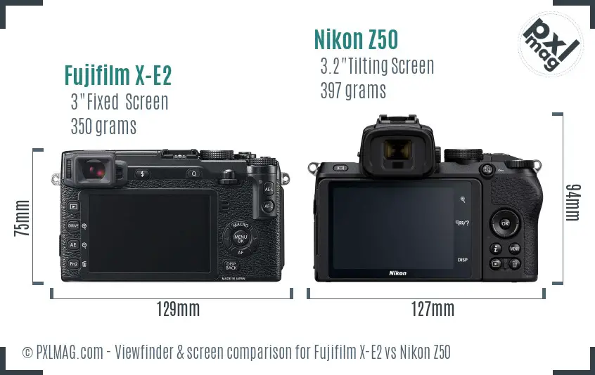 Fujifilm X-E2 vs Nikon Z50 Screen and Viewfinder comparison