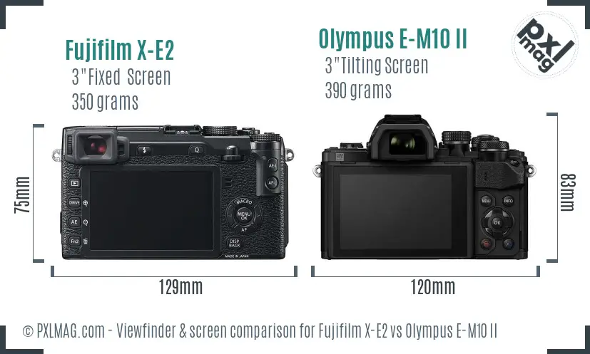 Fujifilm X-E2 vs Olympus E-M10 II Screen and Viewfinder comparison