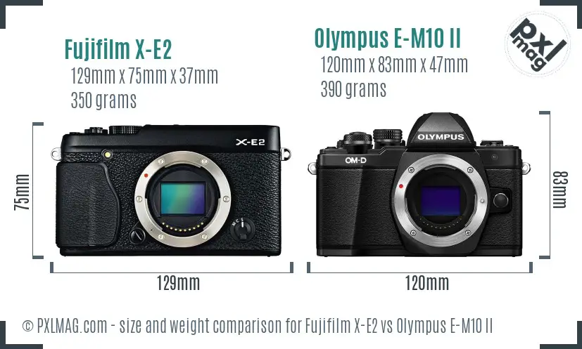 Fujifilm X-E2 vs Olympus E-M10 II size comparison