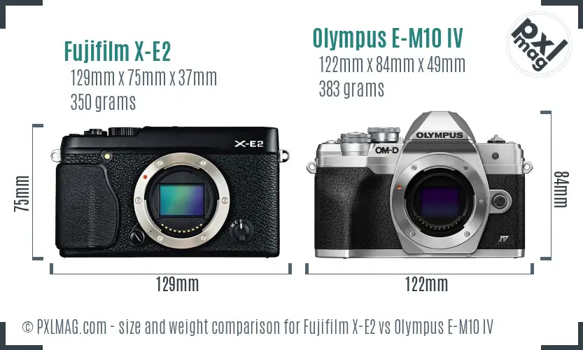 Fujifilm X-E2 vs Olympus E-M10 IV size comparison Fujifilm X-E2 vs Olympus E-M10 IV size comparison