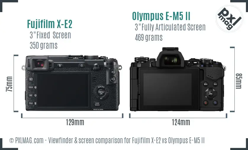 Fujifilm X-E2 vs Olympus E-M5 II Screen and Viewfinder comparison