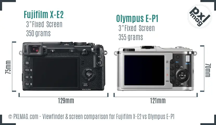 Fujifilm X-E2 vs Olympus E-P1 Screen and Viewfinder comparison