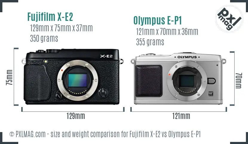 Fujifilm X-E2 vs Olympus E-P1 size comparison