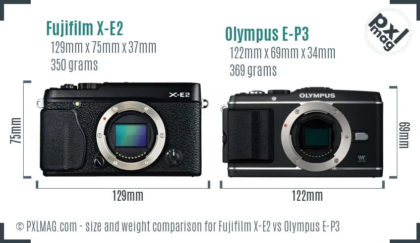 Fujifilm X-E2 vs Olympus E-P3 size comparison